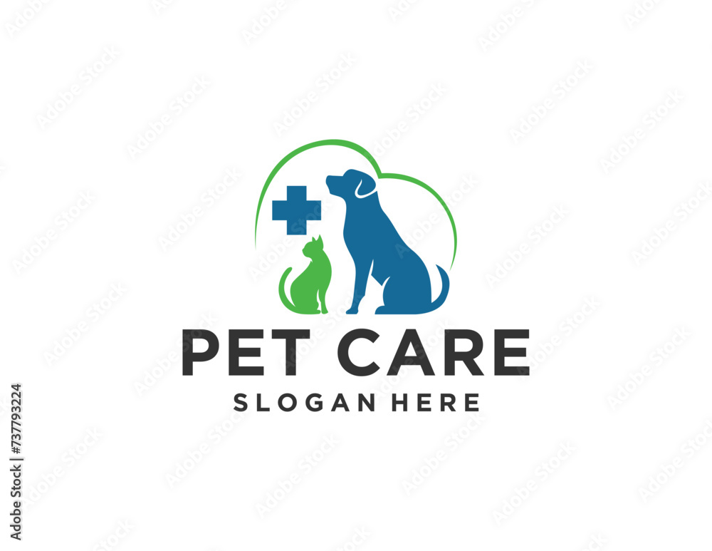 Poster the logo design is about pet care and was created using the corel draw 2018 application with a white