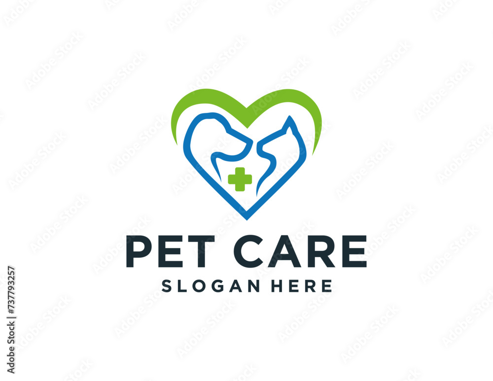 Poster the logo design is about pet care and was created using the corel draw 2018 application with a white