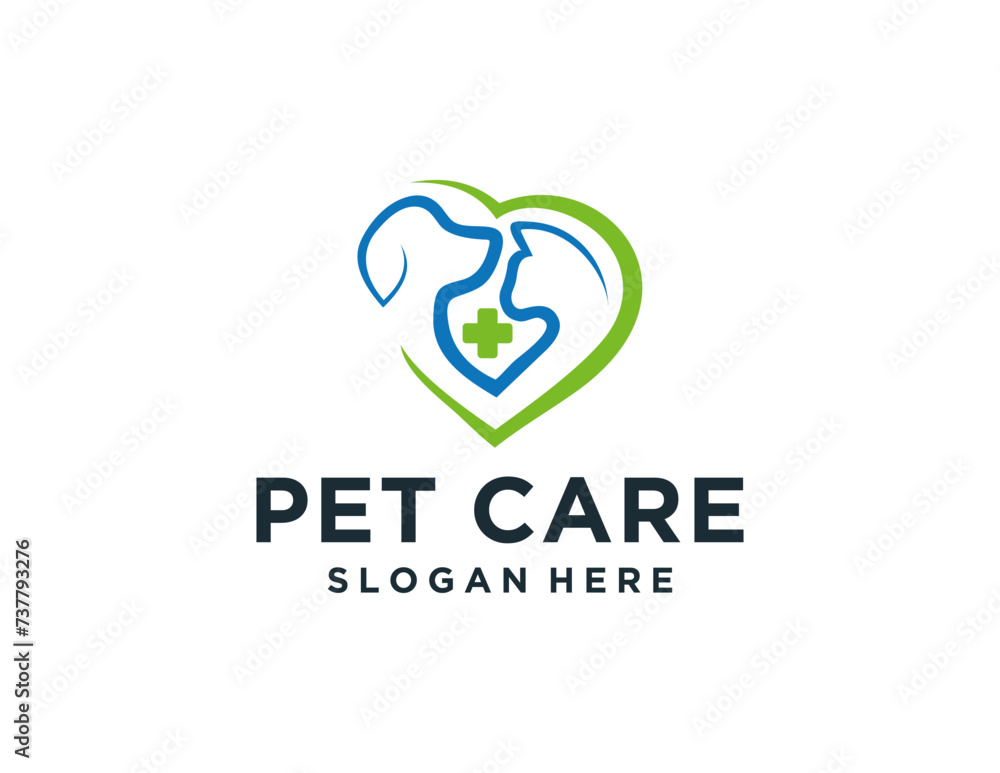 Poster the logo design is about pet care and was created using the corel draw 2018 application with a white