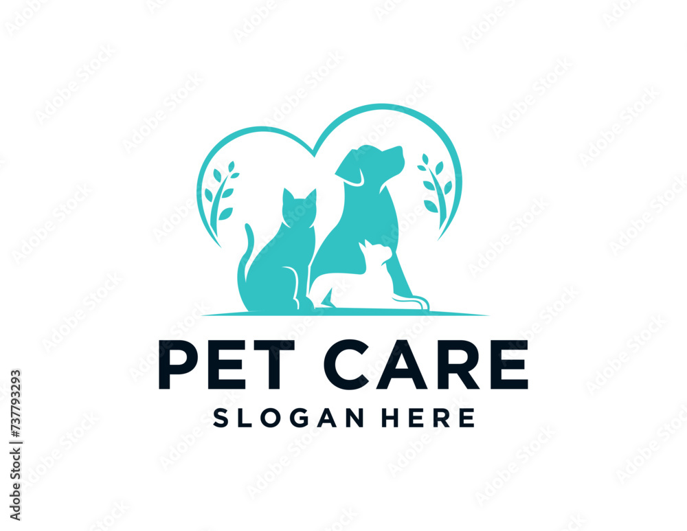 Poster the logo design is about pet care and was created using the corel draw 2018 application with a white