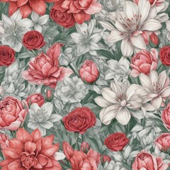 Seamless rose flower combination design.