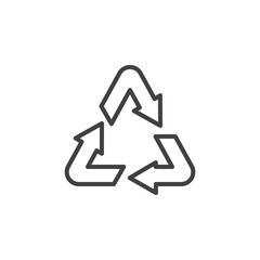 Recycling arrows line icon