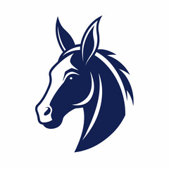 simple head donkey, horse side view icon, logo symbol design inspiration silhouette logo
