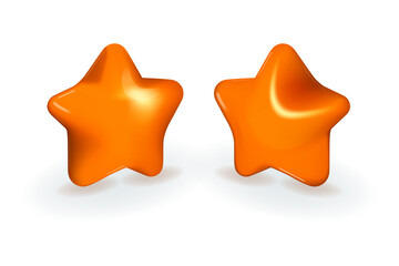 Two orange 3D star icons vector illustration design.