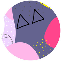 Pastel abstract circle irregular shape and doodle line background