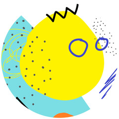 Pastel abstract circle irregular shape and doodle line background