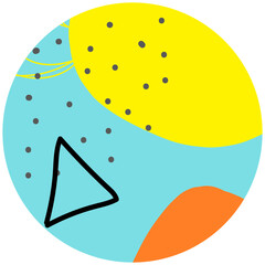 Pastel abstract circle irregular shape and doodle line background