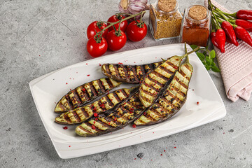 Grilled tasty ripe eggplant slice