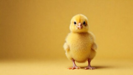 Chick isolated on yellow background 