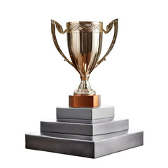 gold trophy isolated on transparent background, png, troph - obrazy, fototapety, plakaty