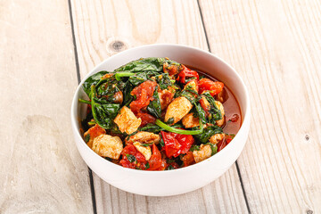 Chicken with tomato and spinach