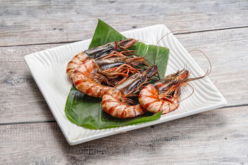 Cooked tiger prawn in the pate