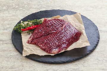 Raw beef machete steak for grill