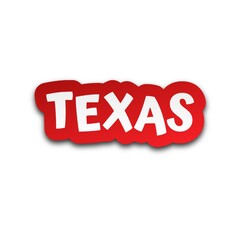 3D Texas text on white background