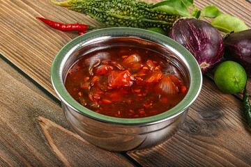 Asian cuisine - prawn in hot garlic sauce