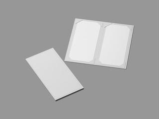 White blank Two Menu Books Mockup 3D Render with Leather Case
