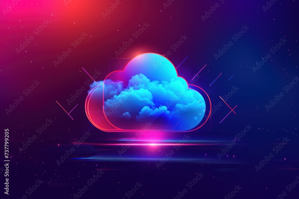 Aufkleber cloud computing technology abstract background.
