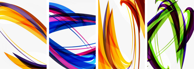 Fototapeta premium Colorful wave lines poster set for wallpaper, business card, cover, poster, banner, brochure, header, website