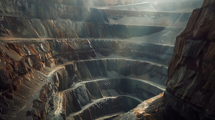 Naklejka na ściany i meble An open-pit mine for the extraction of rare earth elements.