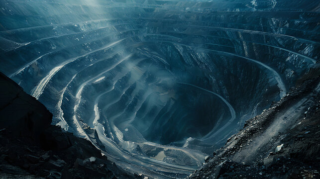 An open-pit mine for the extraction of rare earth elements.