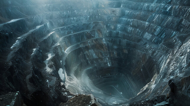 An open-pit mine for the extraction of rare earth elements.