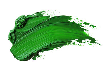 Isolated stroke of foam green oil paint on a transparent background