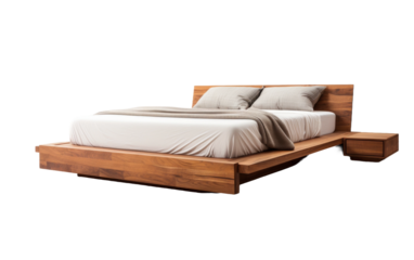 Modern storage Floating Bedframe on transparent background