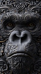 Design an intricately gorilla detailed artwork capturing the essence of a genetically engineered animal with an extraordinarily long lifespan or enhanced intelligence