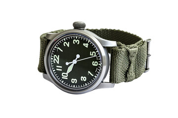 Camouflaged Watch On Transparent Background.