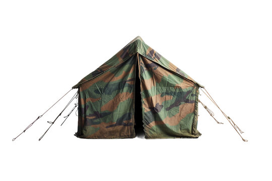 Camouflaged Defense Shelter On Transparent Background.