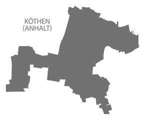 Koethen Anhalt German city map grey illustration silhouette shape