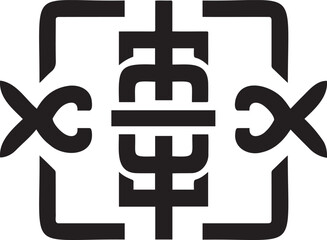Symmetrical Logo Sign Design with Geometric Shapes