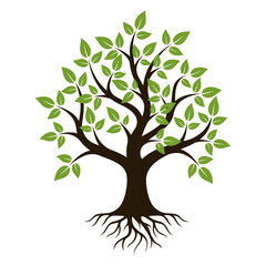 Tree silhouette with root vector decoration