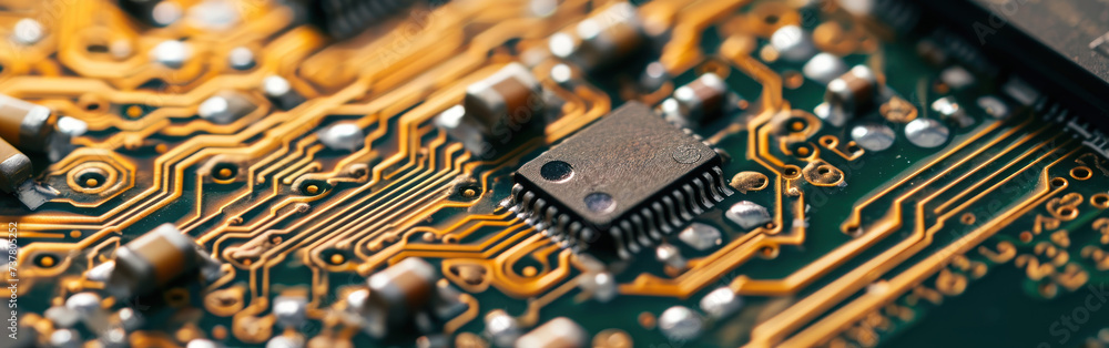 Poster close up view of computer circuit board banner.