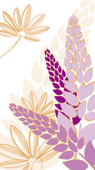 seamless pattern with leaves and grains