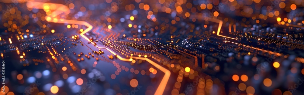 Poster close up of computer circuit board banner.