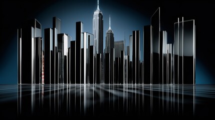 Urban Skyline Featuring Tall Buildings and Skyscrapers
