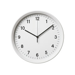 Modern white wall clock with a minimalist design, cut out