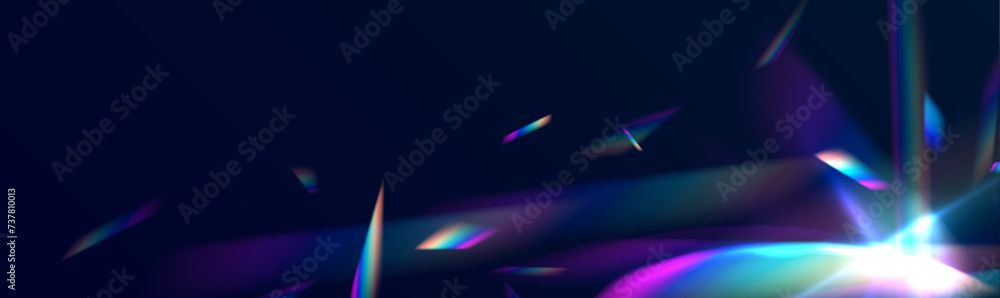 Leinwandbilder Transparent light refraction pattern for adding effects to backgrounds and objects. Abstract refraction glow effect on black background.	