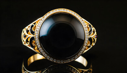 Onyx Jewelry, Gemstone, Precious, Black, Luxury, Fashion, Accessories, Ring, Glamour, Sparkle, Gem, Elegant, AI Generated