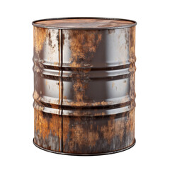 Rusted metal barrel cut out