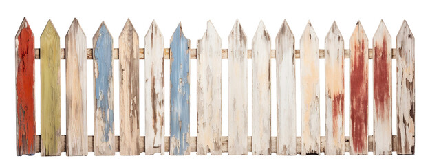 Colorful wooden fence, cut out