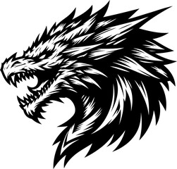 dragon head, animal illustration