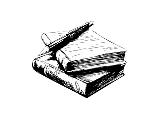 School and office tools Illustration. A detailed sketch of the book in retro style. Back to School. 