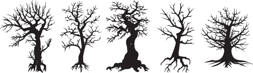 Fototapeta na wymiar Set Trees. Hand drawn vector illustration