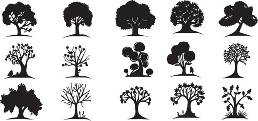 Set Trees. Hand drawn vector illustration
