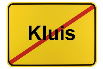 Illustration eines Ortsschildes der Gemeinde Kluis in Mecklenburg-Vorpommern