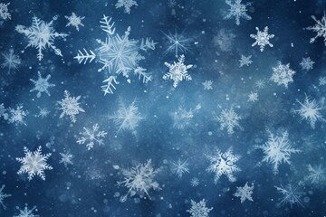 a group of snowflakes on a blue background