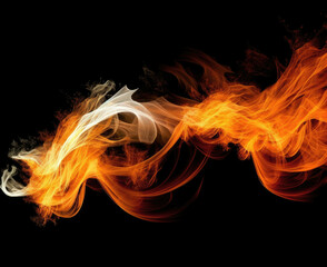 Close-Up of Fiery Flames on a Black Background