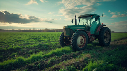 A tractor cultivating the land agriculture background